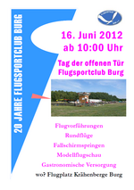 Flyer Tag der offenen Tür Flugsportclub Burg