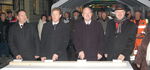 v.l.n.r. Jörg Heyer, Vertreter der STRABAG; Bürgermeister Jörg Rehbaum; Minister Thomas Webel; Clemens Engel, Vorsitzender des städtischen Bau- und Umweltausschusses